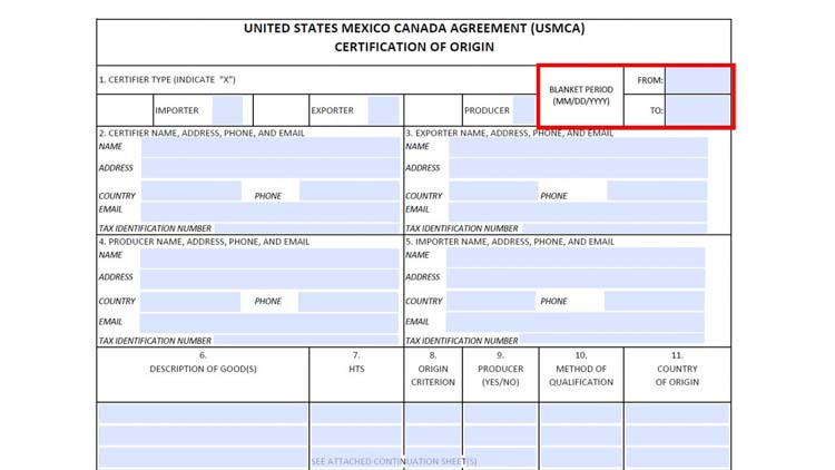 USMCA Certificate of Origin Sample USMCA Form Expert Guidance